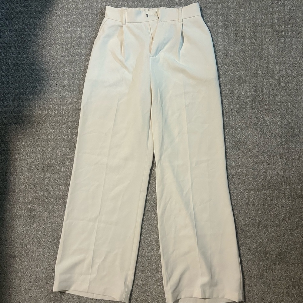 Elegant Cream Wide-Leg Trousers